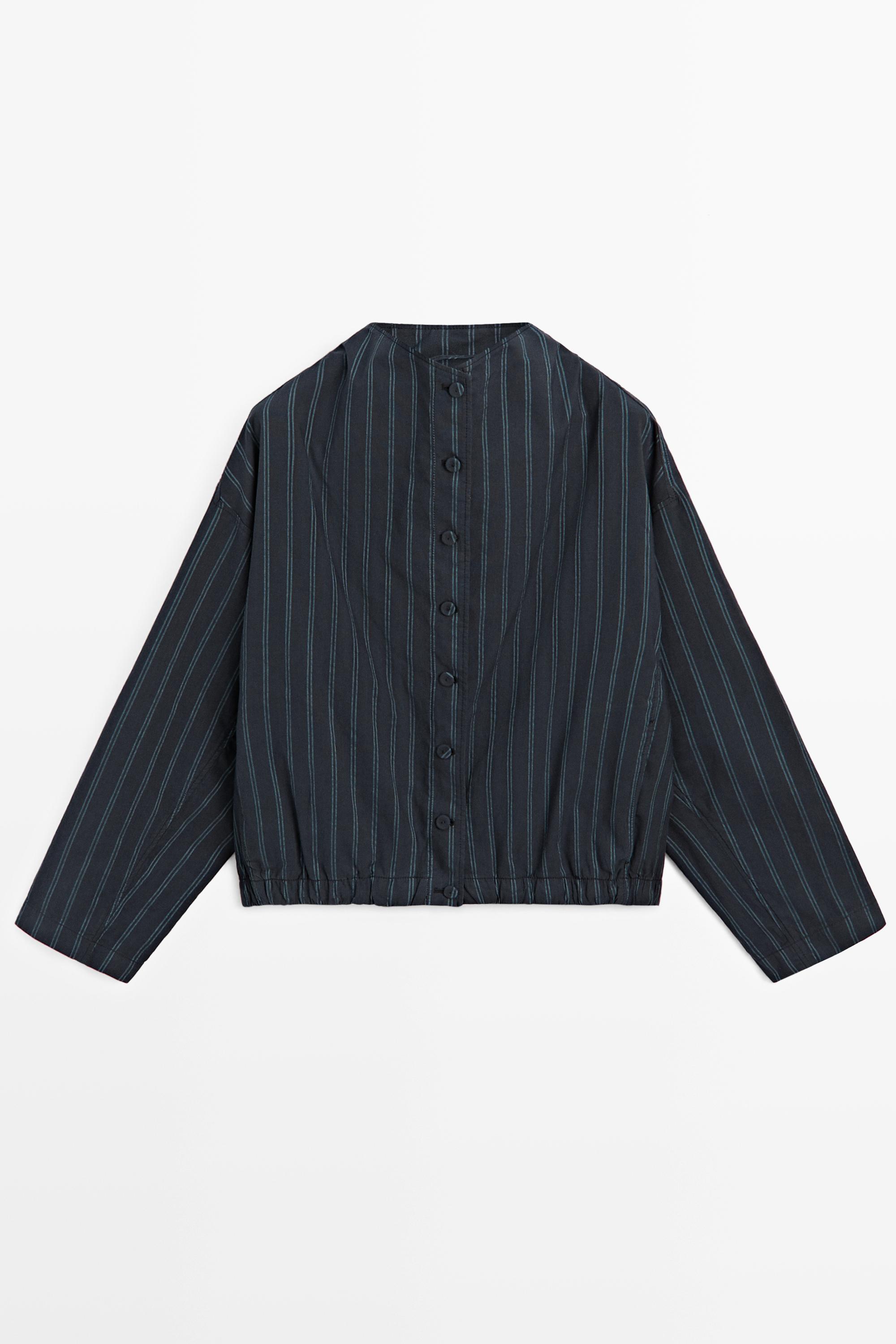Striped high neck bomber jacket